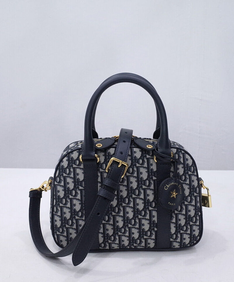 Christian Dior Medium D-Vibe Bowling Bag Dark Blue